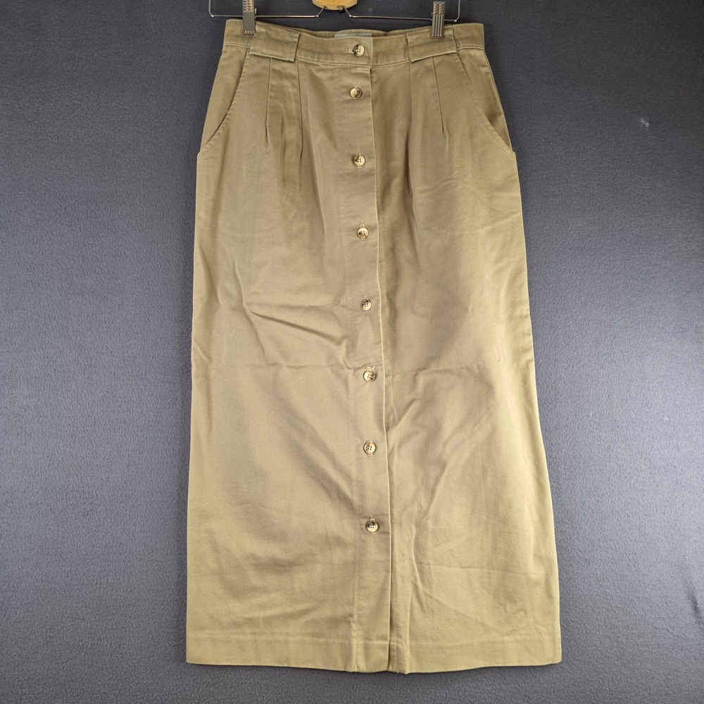 Gotcha Covered Maxi Skirt 30" Waist‎ Khaki Button Front Pleated Cotton Twill USA